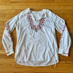 Saks Fifth Avenue Vintage Hand Embroidered White Blouse.
